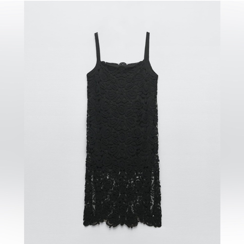 ZARA MACRAMÉ LACE KNIT DRESS - Picture 13 of 16